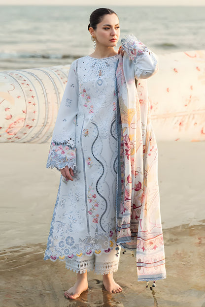 Qalamkar - 3PC Unstitched Lawn Embroidered Shirt with Monar Printed Dupatta and Trouser