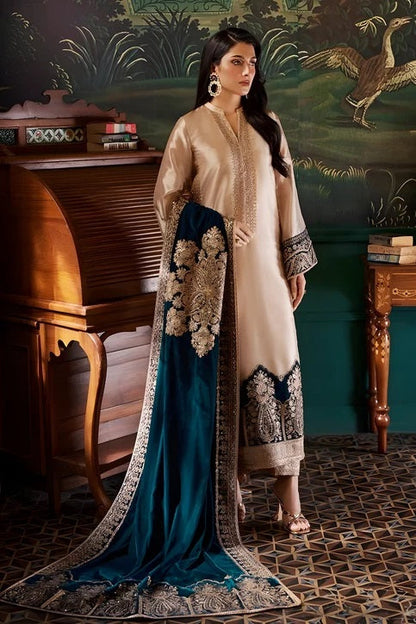 Zainab Chottani Skin Formal Brocade Tissue MICRO VELVET SHAWL 3PC