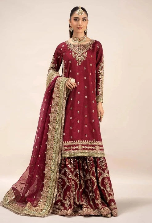 Maria.B Virasat Luxury Raw Silk Embroidered 3 Piece Unstitched Suit