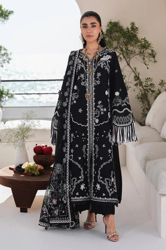 Qalamkar - 3PC Unstitched Lawn Embroidered Shirt with Digital Printed Dupatta and Trouser