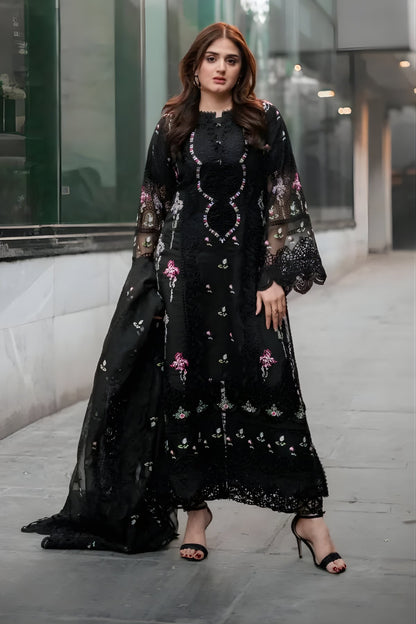 Aneelas - 3PC Lawn Embroidered Chicken Kari Shirt with Embroidered Khaddi Net Dupatta (Unstitched)