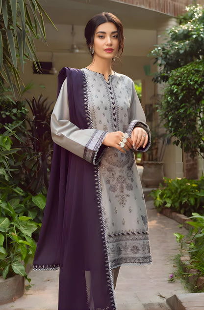 Jazmin - 3PC Lawn Embroidered Shirt with Chiffon Embroidered Dupatta and Trousers