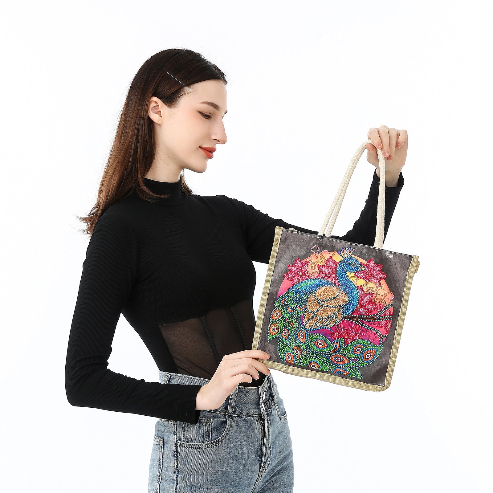 5d Diamond Painting Stick-on Crystals Bright Crystal Tote Bag