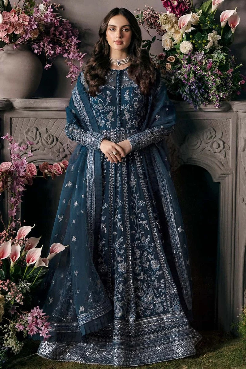 Afrozeh Luxury Organza Embroidered 3Pc Unstitched Suit Yale