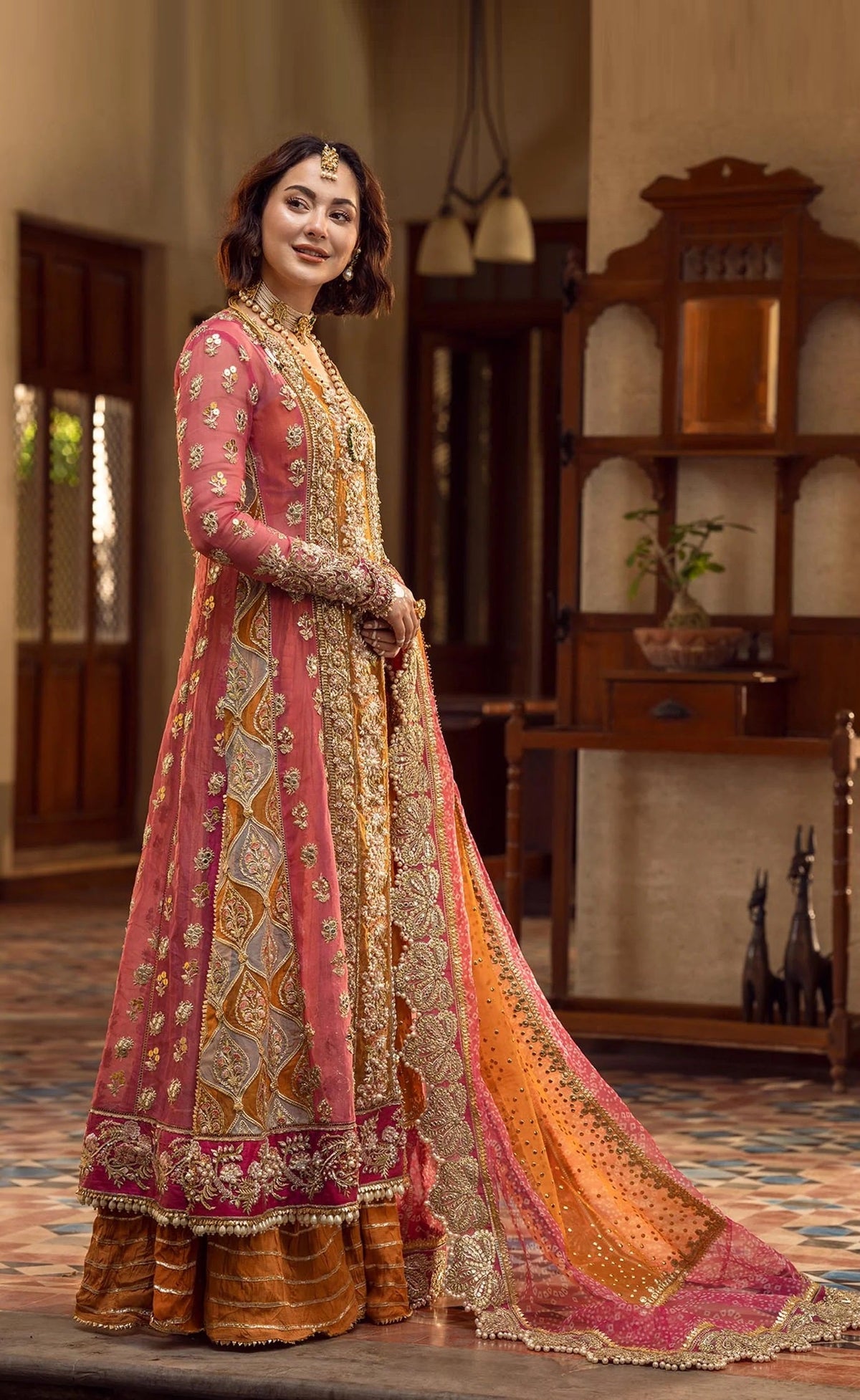 Crimson Luxury Organza Embroidered 3Pc Unstitched Suit Mehndi Galore