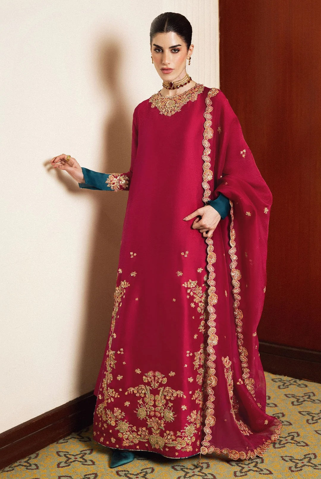 Hussain Rehar Luniere Luxury Raw Silk Embroidered 3Pc Unstitched Suit