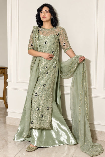 Haris shakeel Luxury Sheesha Silk Embroidered 3Pc Unstitched Suit