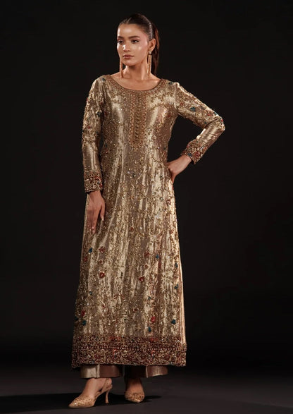 Usama Silk Gilded Mosaic Luxury Silk Embroidered 3Pc Unstitched Suit