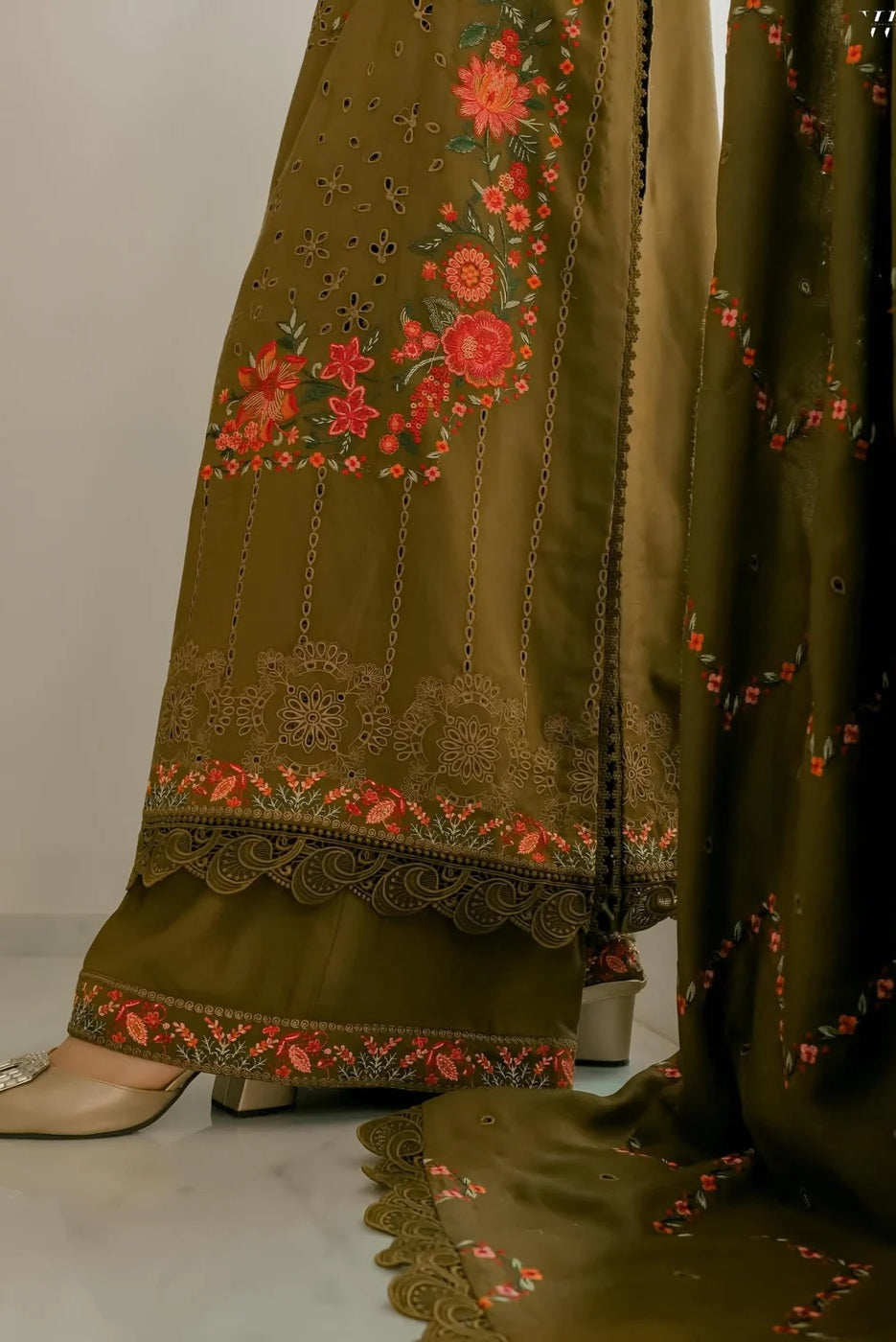 Aneelas - Luxury Lawn Embroidered 3 Piece Unstitched - Mustard