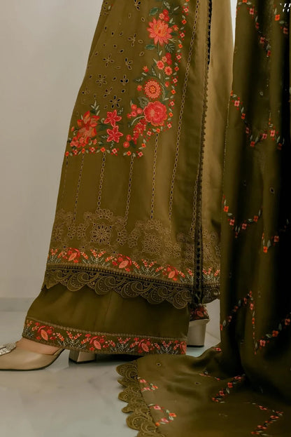 Aneelas - Luxury Lawn Embroidered 3 Piece Unstitched - Mustard