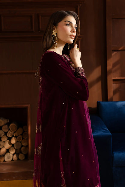 Batik Luxury Velvet Embroidered Collection Amar 3Pc - Velvet Luxe