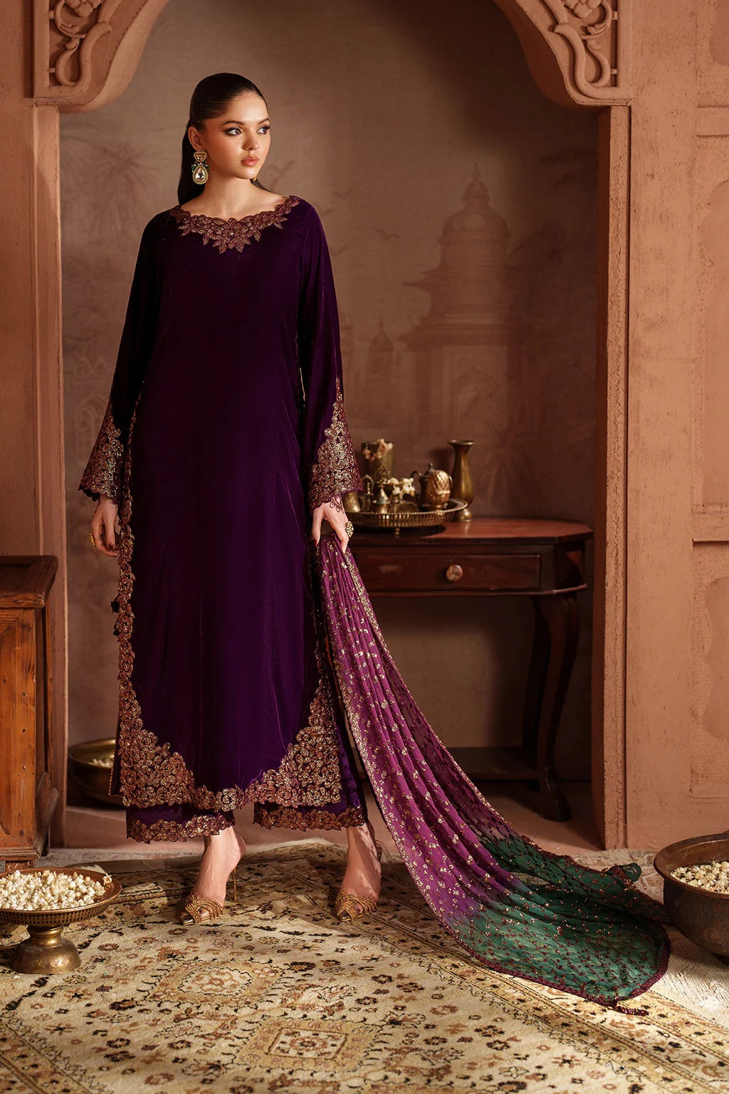 Iznik - Luxury Velvet Embroidered 3 Piece Unstitched