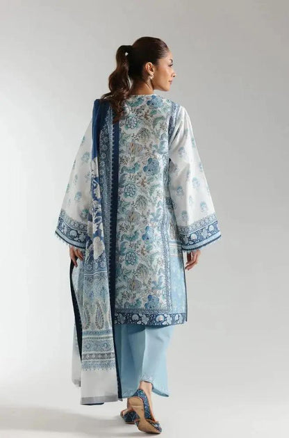 Ethnc - 3PC Banadora Lawn Printed Shirt with Printed Voil Dupatta (Unstitched)