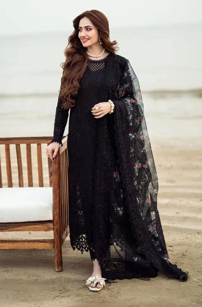 Nureh - 3PC Lawn Embroidered Shirt with Printed Chiffon Dupatta (Unstitched)