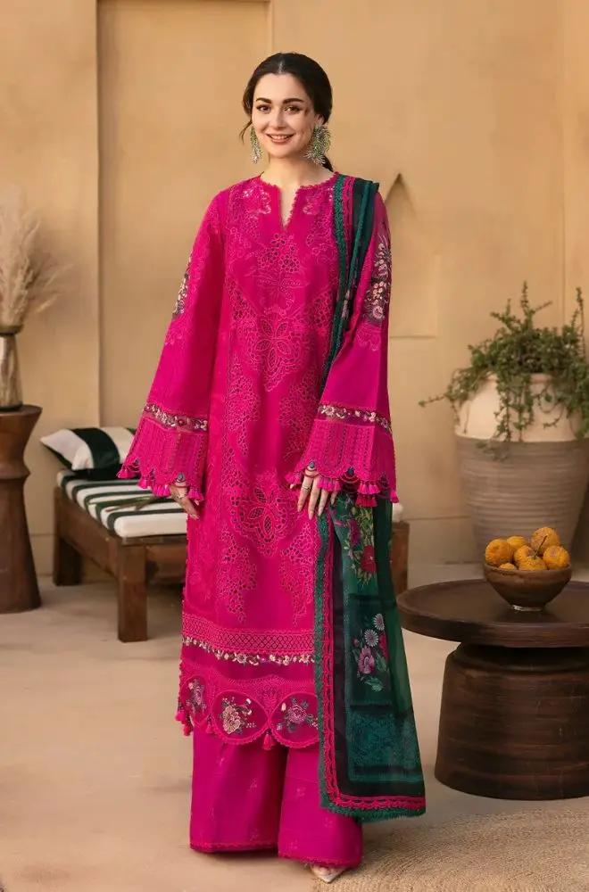 Saira Rizwan - 3PC Lawn Embroidered Shirt with Printed Chiffon Dupatta (Unstitched)