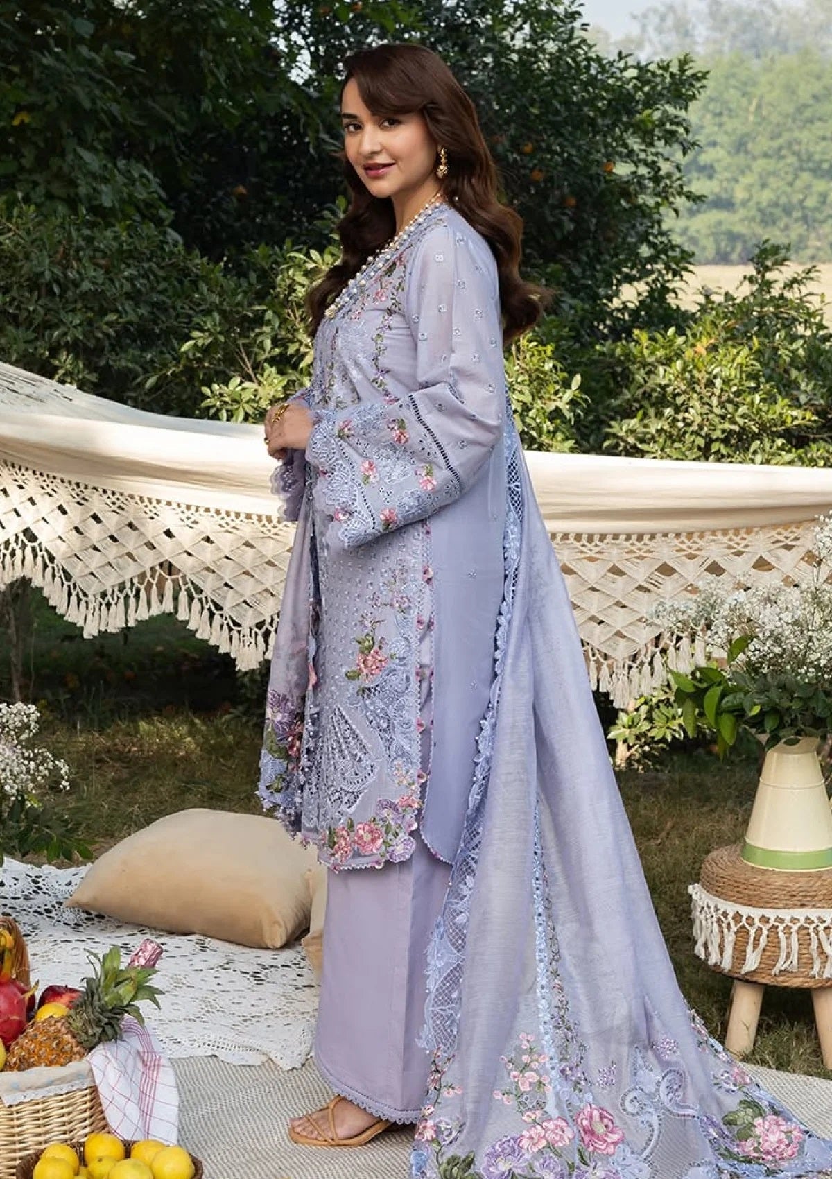 Elaf Luxury Lawn Unstitched Embroidered 3Pc Suit - PARADISE
