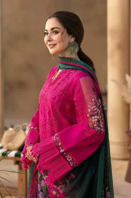 Saira Rizwan - 3PC Lawn Embroidered Shirt with Printed Chiffon Dupatta (Unstitched)