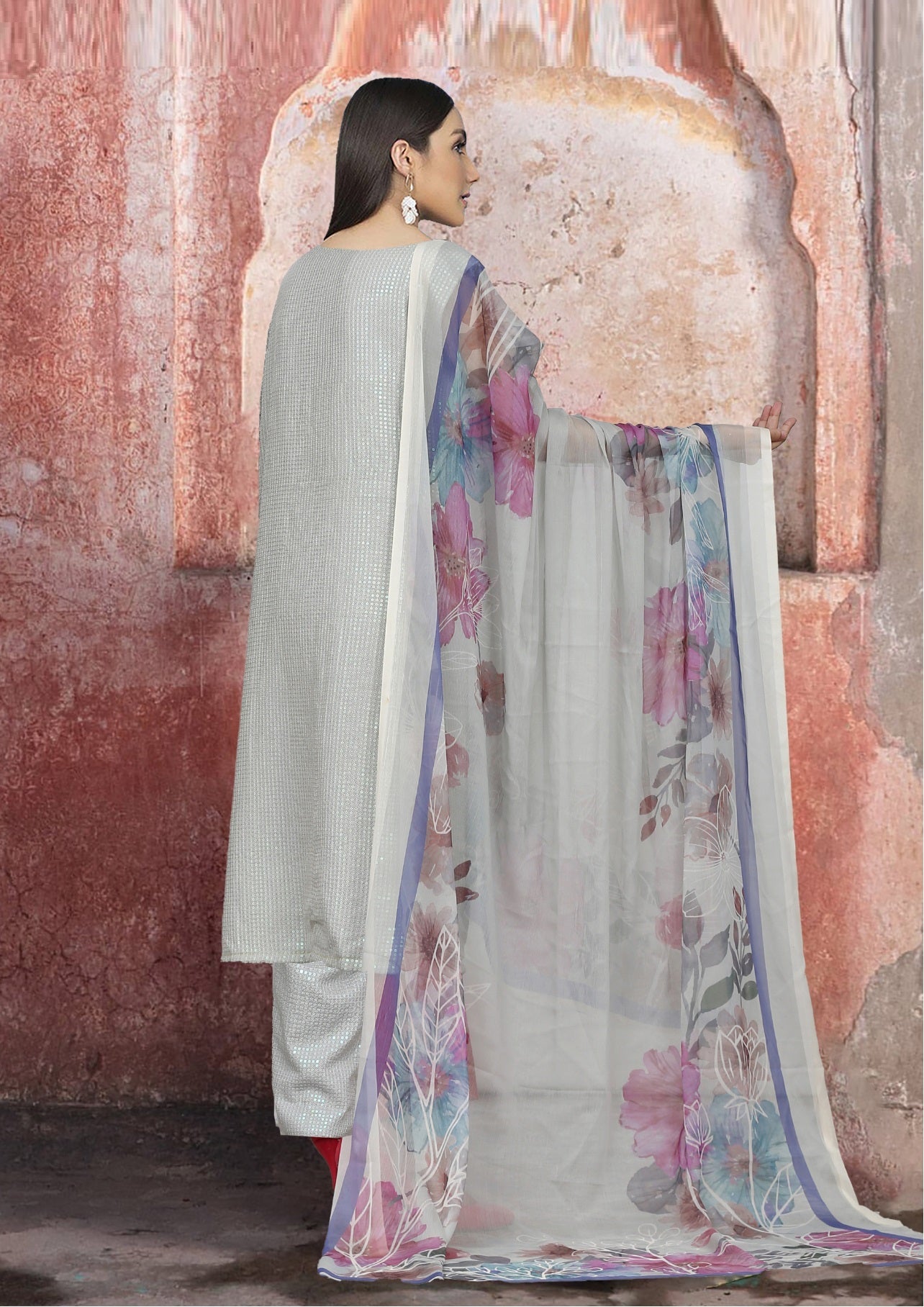 Nilofer Shahid Luxury Embroidered Lawn 3Pc Unstitched Suit Dynamic deeva