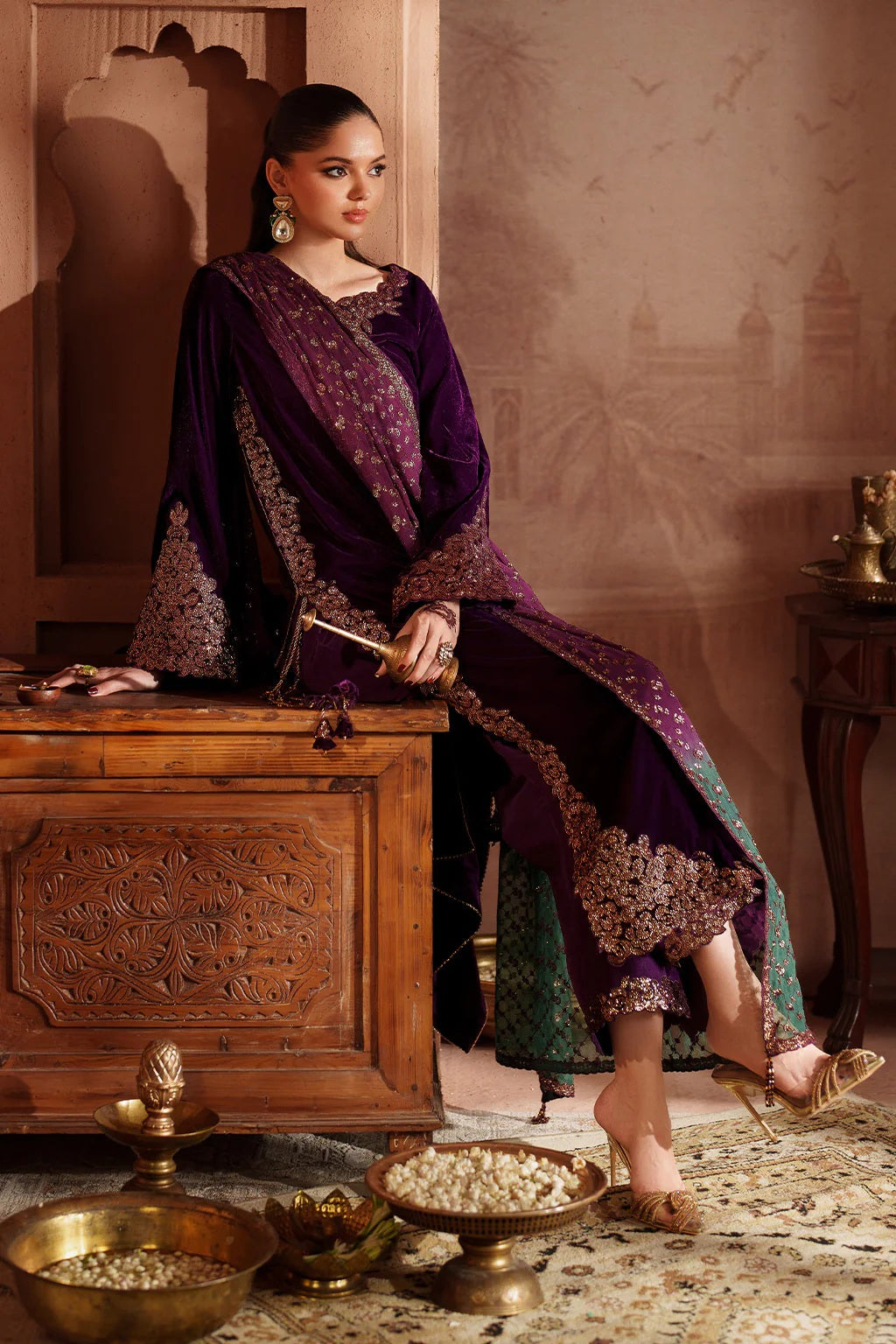 Iznik - Luxury Velvet Embroidered 3 Piece Unstitched