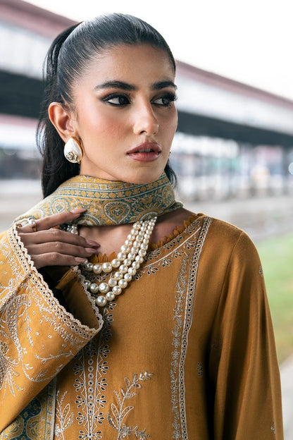 Izel - 3PC Unstitched Dhanak Embroidered Shirt with Digital Printed Twill Pashmina Dupatta and Trouser