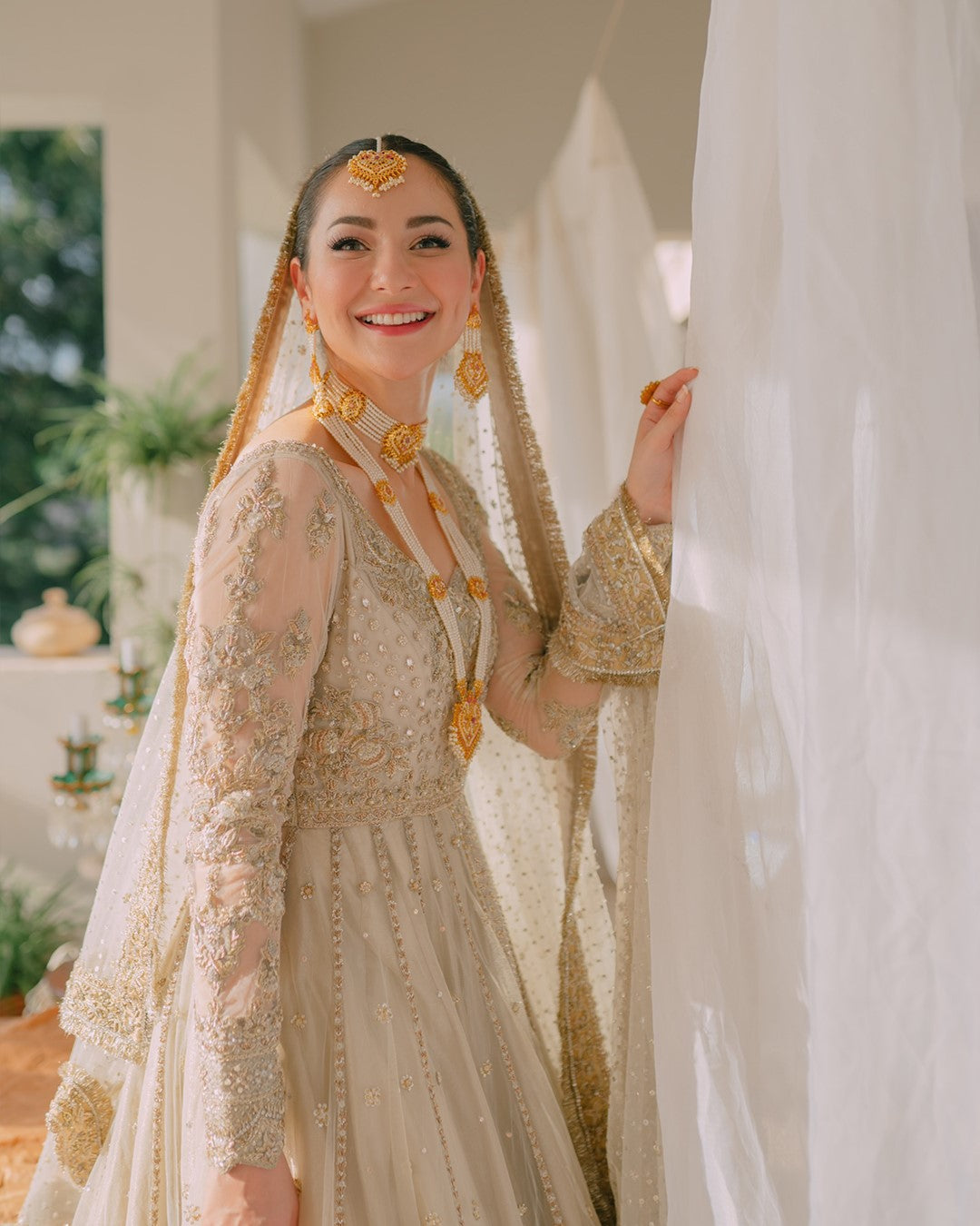 ANAMTA Golden White Organza Bridal Wedding Edition Unstitched
