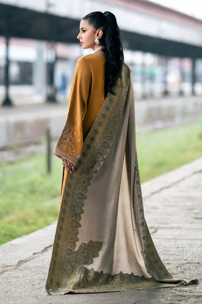 Izel - 3PC Unstitched Dhanak Embroidered Shirt with Digital Printed Twill Pashmina Dupatta and Trouser