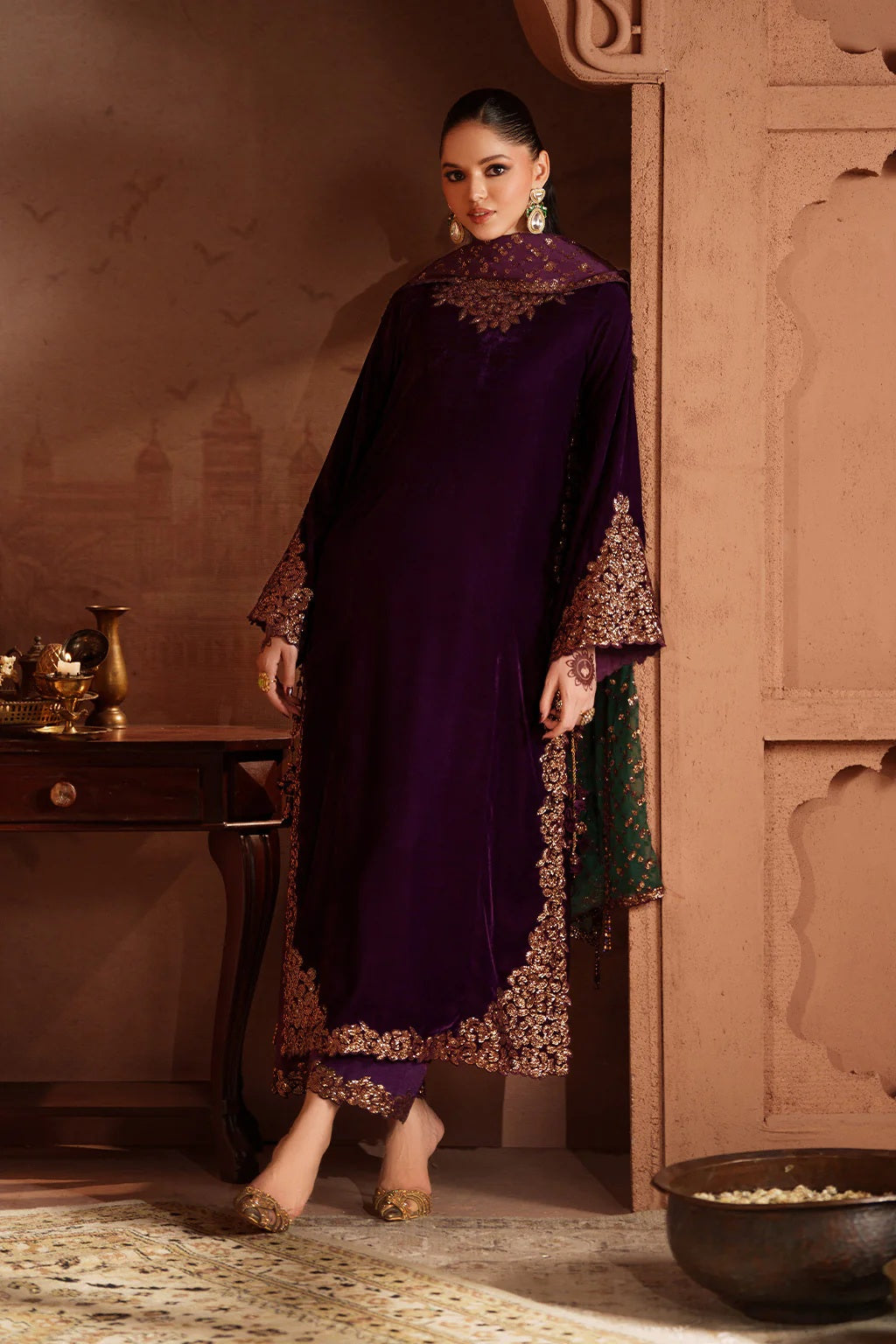 Iznik - Luxury Velvet Embroidered 3 Piece Unstitched