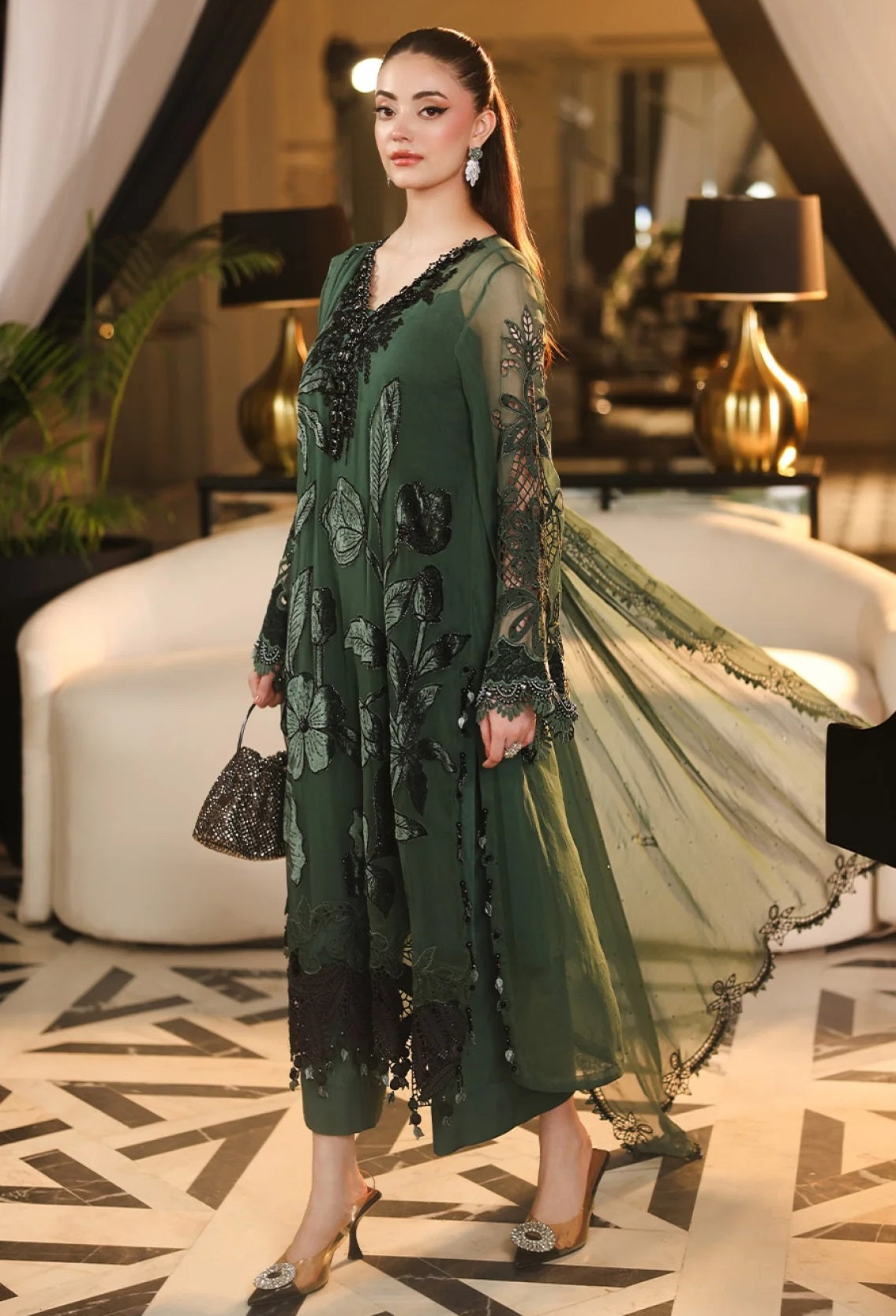 Maria.B Royale Tea Affair - Luxury Embroidered Pure Chifon Unstitched 3Pc Suit