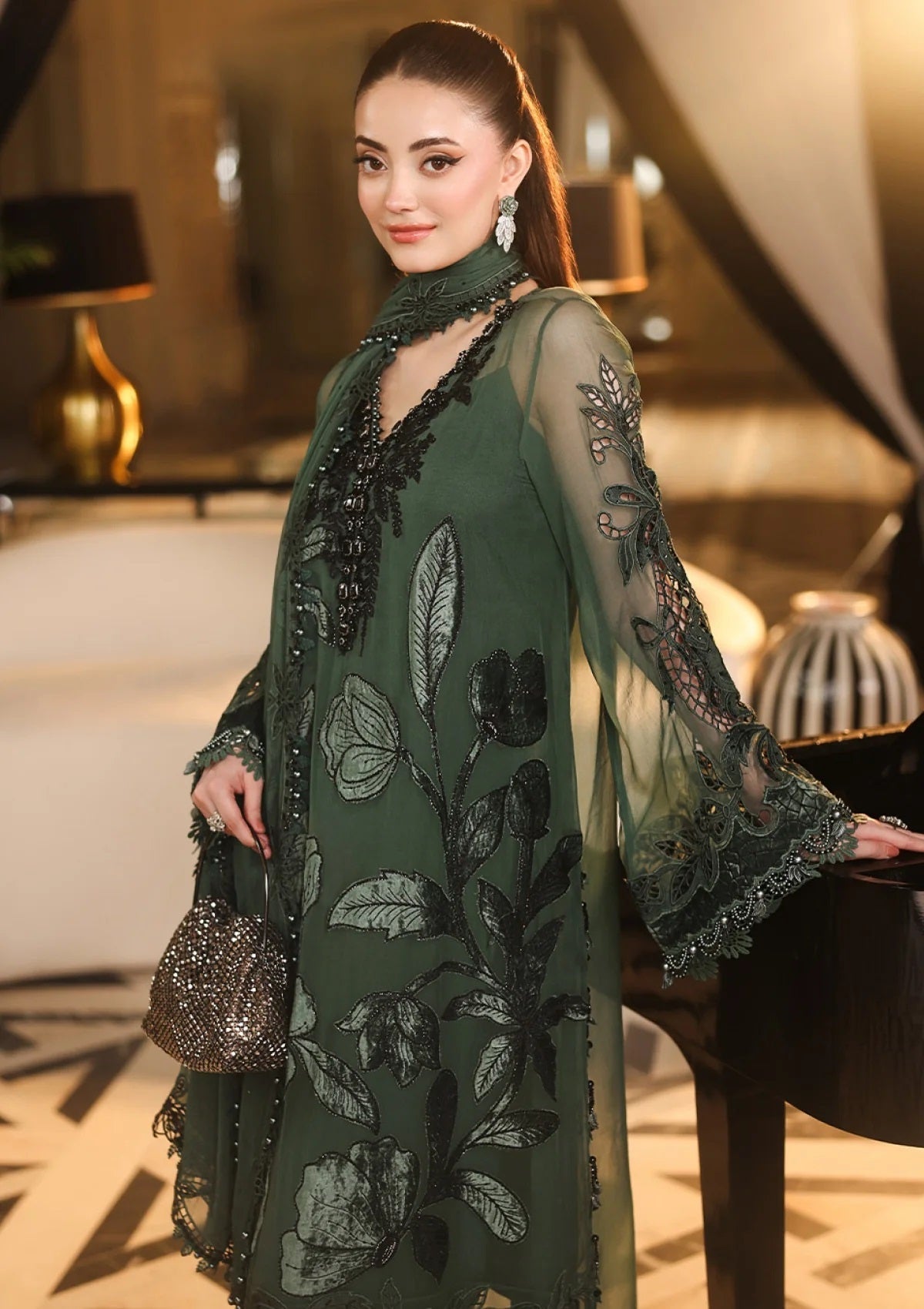 Maria.B Royale Tea Affair - Luxury Embroidered Pure Chifon Unstitched 3Pc Suit