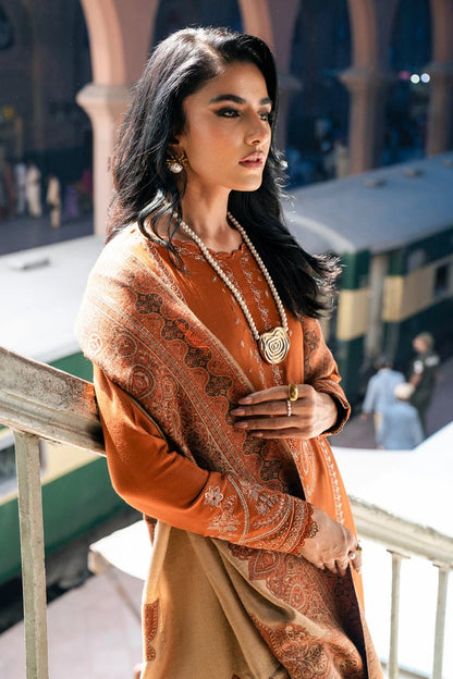 Izel - 3PC Unstitched Dhanak Embroidered Shirt with Digital Printed Twill Pashmina Dupatta and Trouser