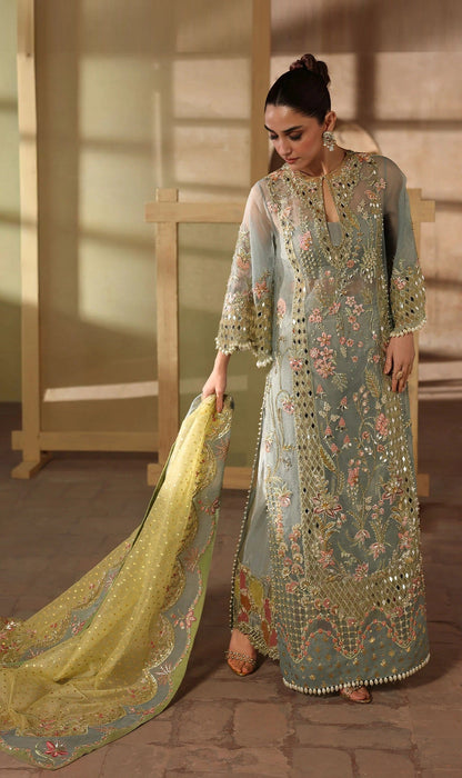 Crimson JHALAK Luxury Organza Embroidered 3Pc Unstitched Suit