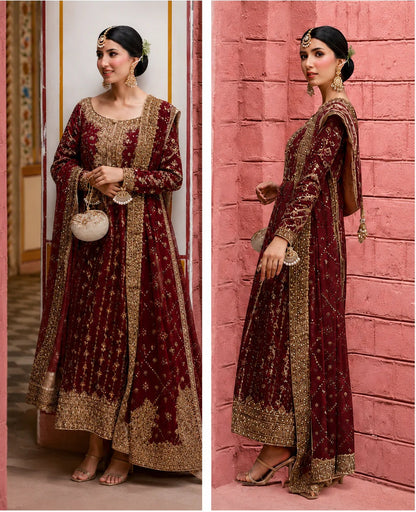 Haris Shakeel Luxury Raw Silk Embroidered 3 Pc Unstitched Suit