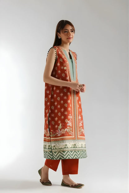 Ethnc - 3PC Banadora Lawn Printed Shirt with Printed Voil Dupatta (Unstitched)