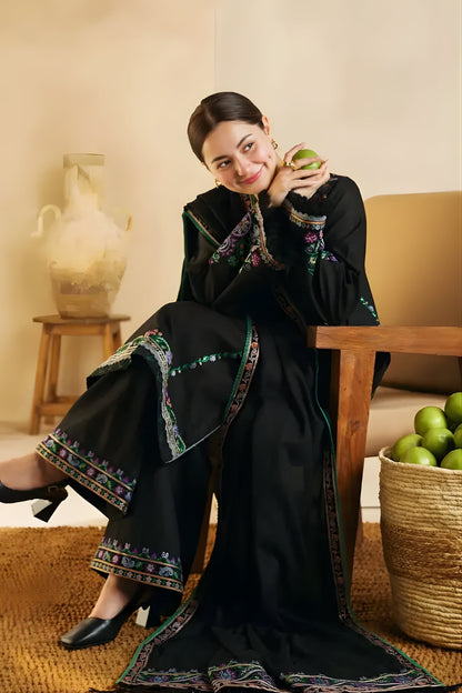 Zara Shah Jahan - 3PC Unstitched Dhanak Embroidered Shirt with Embroidered Back and Embroidered Dhanak Dupatta and Trouser