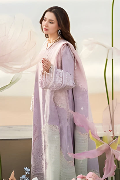 3PC Lawn Embroidered Shirt with Printed and Embroidered Slub Net Dupatta (Unstitched)