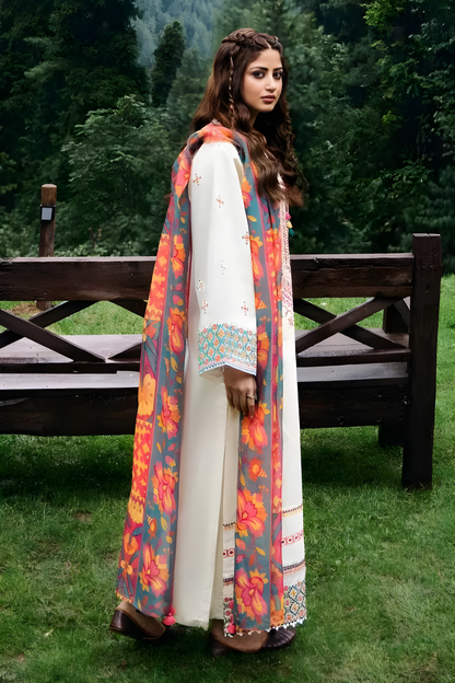 Sapphire - 3 PC Unstitched Khaddar Embroidered Shirt with Printed Dupatta and Trouser