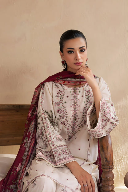 Batik - 3PC Unstitched Lawn Embroidered Shirt with Monark Digital Printed Dupatta and Embroidered Trouser