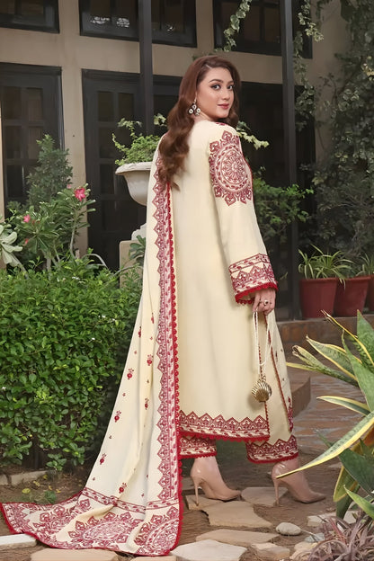 Aneelas - 3PC Dhanak Embroidered Shirt with Dhanak Embroidered Dupatta and Trouser (Unstitched)
