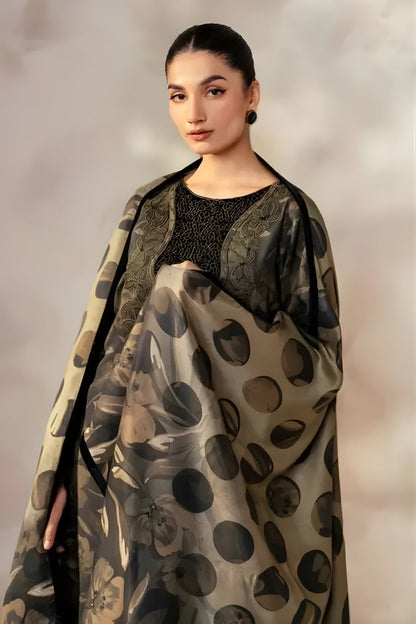 Baroque - 3PC Khaddar Digital Printed Shirt with Khaddar Printed Shawl (Unstitched)
