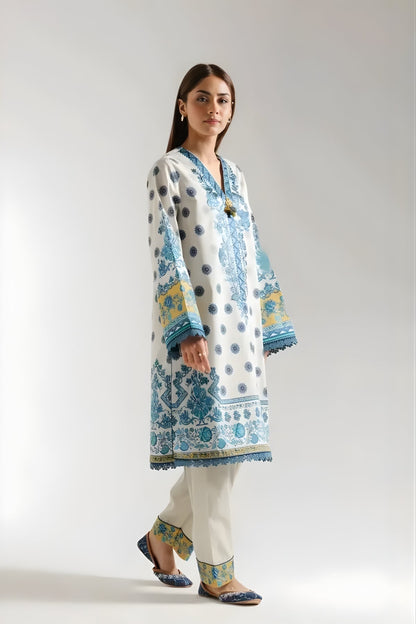 Ethnc - 3PC Banadora Lawn Printed Shirt with Printed Voil Dupatta (Unstitched)