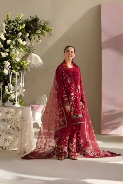 Sobia Nazir - 3PC Lawn Embroidered Shirt with Embroidered Chiffon Dupatta (Unstitched)