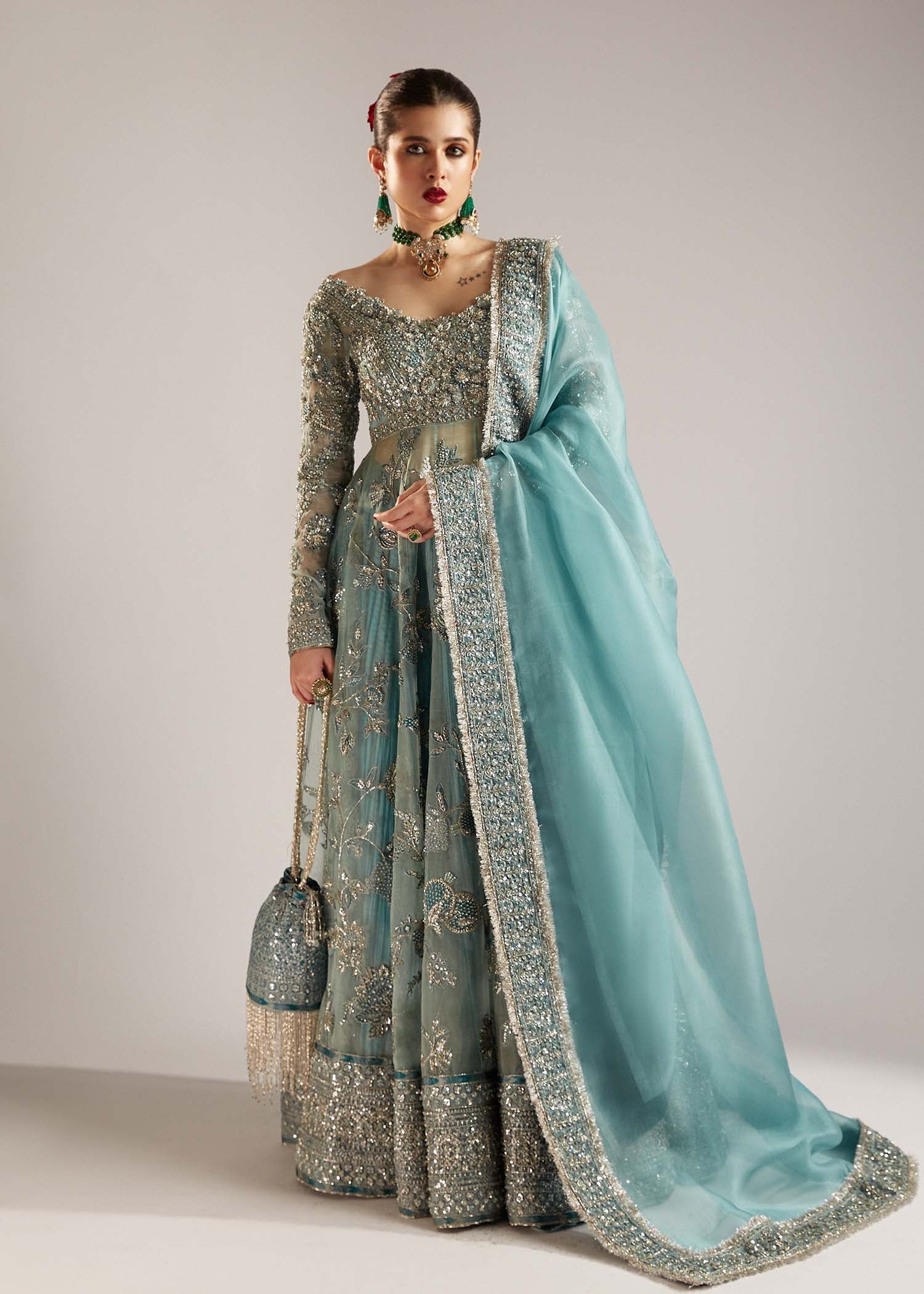 Hussain Rehar Parday ke Peechay Organza Hand Emblishment Maxi Unstitched ASTRA
