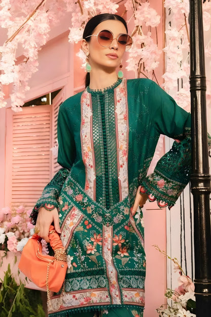 Maria B - 3PC All Over Printed Banadora Lawn Shirt with Printed Voil Dupatta (Unstitched)