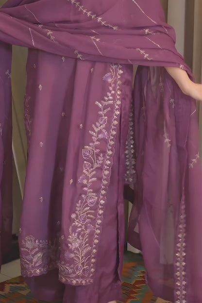 Maria B - 3PC Unstitched Lawn Embroidered Shirt with Cotton Net Embroidered Dupatta and Trouser