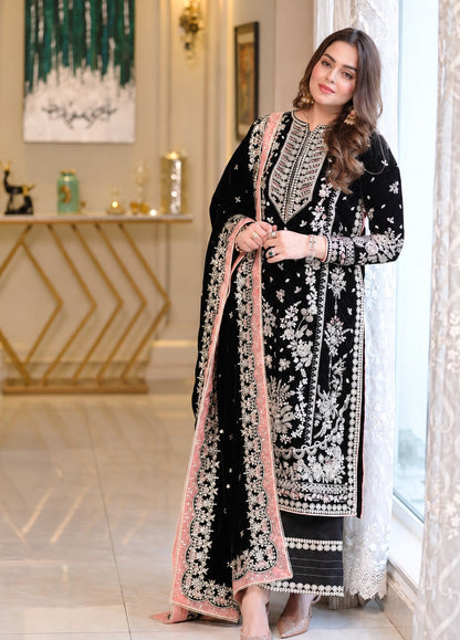 Aneelas Luxury Velvet Embroidered Unstitched / Stitched Suit