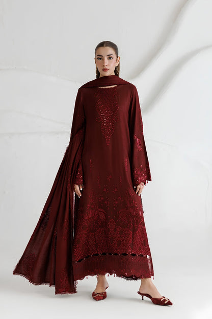 Daria - 3PC Unstitched Dhanak Embroidered Shirt with Dhanak Embroidered Dupatta and Trouser