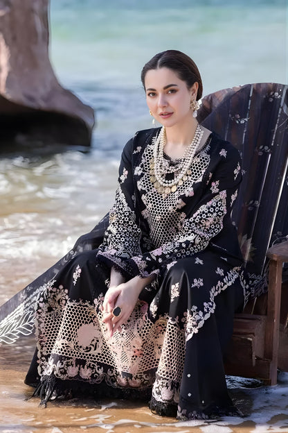 Qalamkar 3PC Unstitched Lawn Heavy Embroidered Shirt with Print Embroidered Slub Net Dupatta