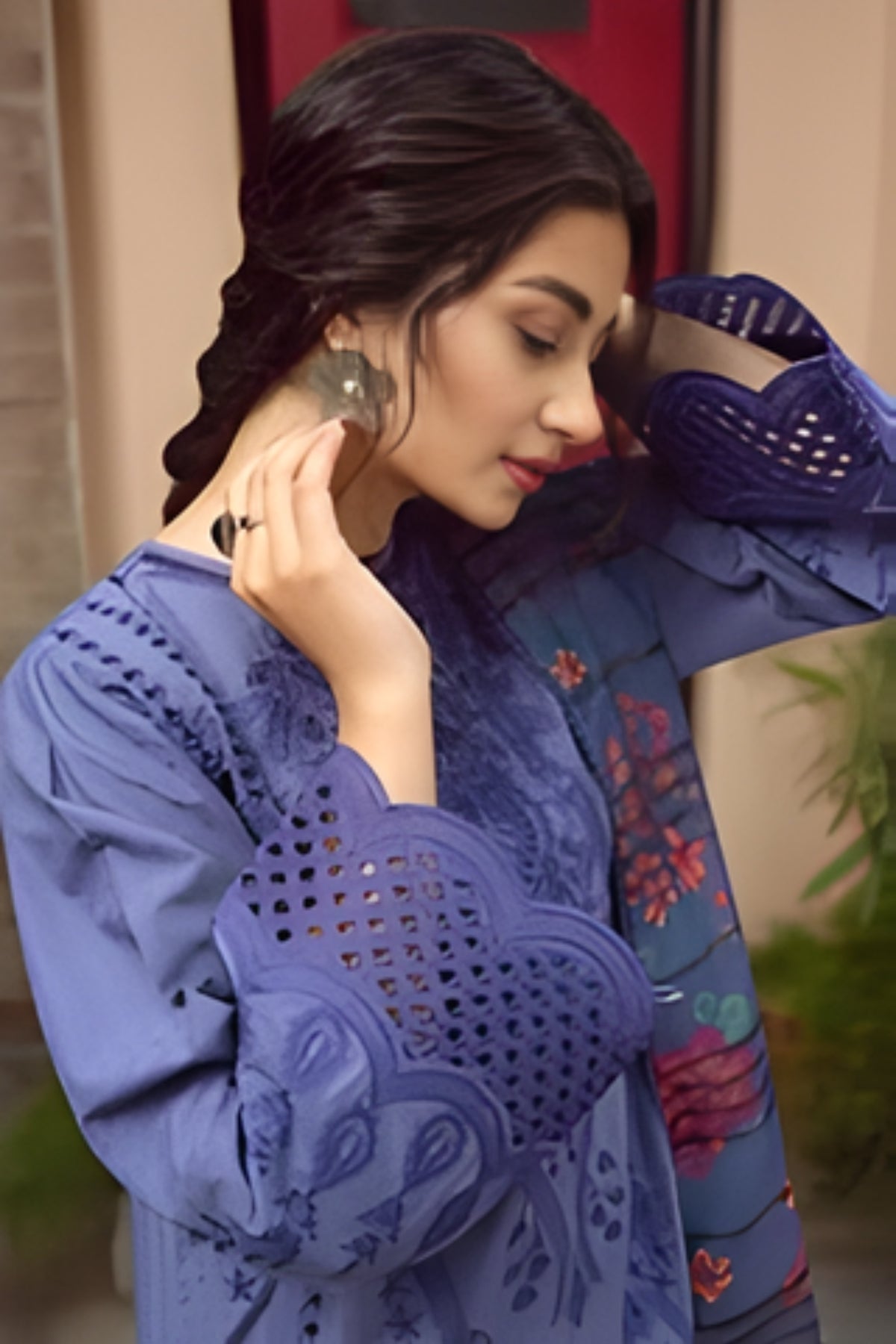 Jazmin - 3PC Unstitched Lawn Chicken Kari Embroidered Shirt with Printed Slub Net Dupatta