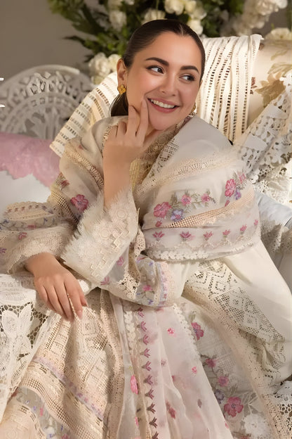 Sobia Nazir - 3PC Lawn Embroidered Shirt with Printed Khadi Net Dupatta (Unstitched)