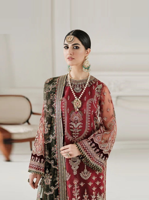 Baroque Luxury Net Embroidered Unstitched 3Pc Suit